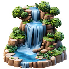 waterfall mountain 3d element
