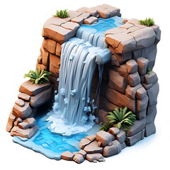waterfall mountain 3d element