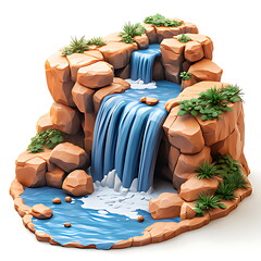 waterfall mountain 3d element
