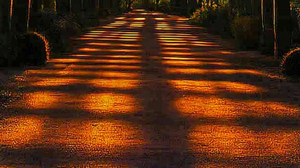 Golden Light Path Through the Trees: A Serene and Enigmatic Forest Journey