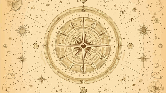 Golden Astrology Pattern Background Vector Illustration