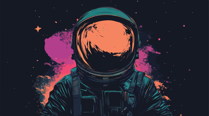 Astronaut Drawing with Star-Flat Vector Illustration