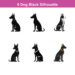 A black dog vector silhouette,Dog Breeds Silhouette Set,Dogs Icon Set
