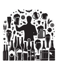 Beer mug of beer silhouette vector Illustration isolated on white background.