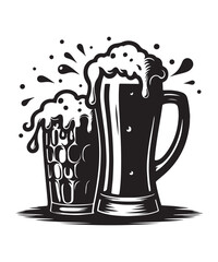 Beer mug of beer silhouette vector Illustration isolated on white background.