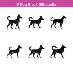 A black dog vector silhouette,Dog Breeds Silhouette Set,Dogs Icon Set