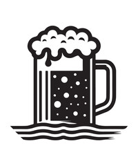 Beer mug of beer silhouette vector Illustration isolated on white background.