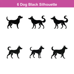 A black dog vector silhouette,Dog Breeds Silhouette Set,Dogs Icon Set