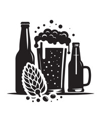 Beer mug of beer silhouette vector Illustration isolated on white background.