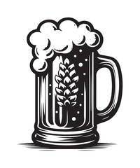 Beer mug of beer silhouette vector Illustration isolated on white background.