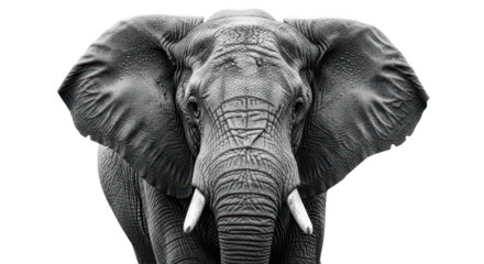 Majestic Elephant Portrait Black White
