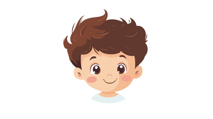 Fototapeta premium Adorable Baby Boy Face Logo with Cute Brown Hairstyle