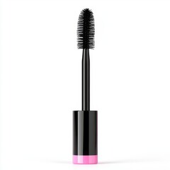 Obraz premium Black Mascara Wand with Pink Base on White Background