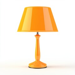 Obraz premium Bright Orange Table Lamp with Conical Shade on White Background