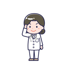 長袖医師／ななめ／女性 02