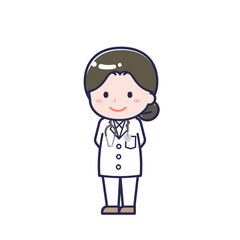 長袖医師／ななめ／女性 28