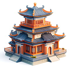3D icon of ancient Chinese architectural