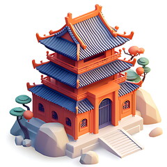 3D icon of ancient Chinese architectural