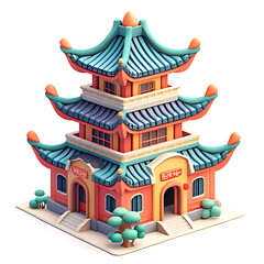 3D icon of ancient Chinese architectural