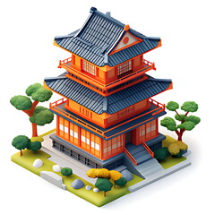 3D icon of ancient Chinese architectural