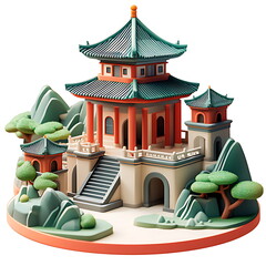 3D icon of ancient Chinese architectural