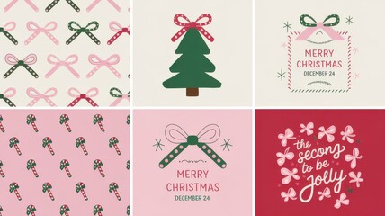 Naklejka premium Festive Holiday Collage with Playful Christmas Elements and Warm Color Palette