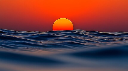 Mesmerizing sunset over the ocean waves, a peaceful seascape in golden light