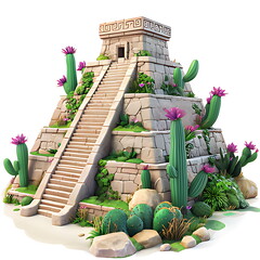 3d icon aztec temple mexico