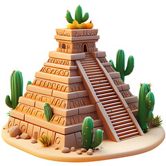 3d icon aztec temple mexico