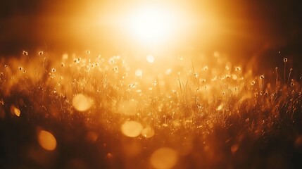 Warm illumination over a grassland, creating a serene and vibrant landscape
