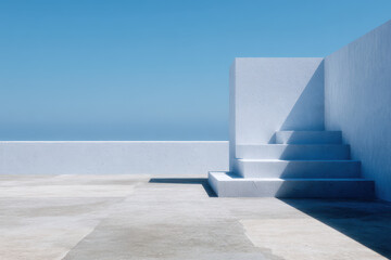 Obraz premium minimalist photograph of solitary geometric building element in urban sprawl in pakistan at high noon