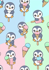Ice Cream Penguins Wallpaper Background