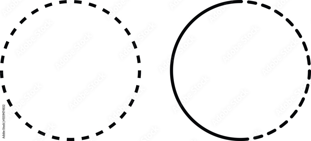 Poster dashed line circle shapes for design elements.