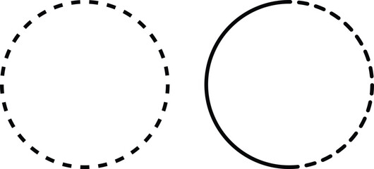 Dashed line circle shapes for design elements.