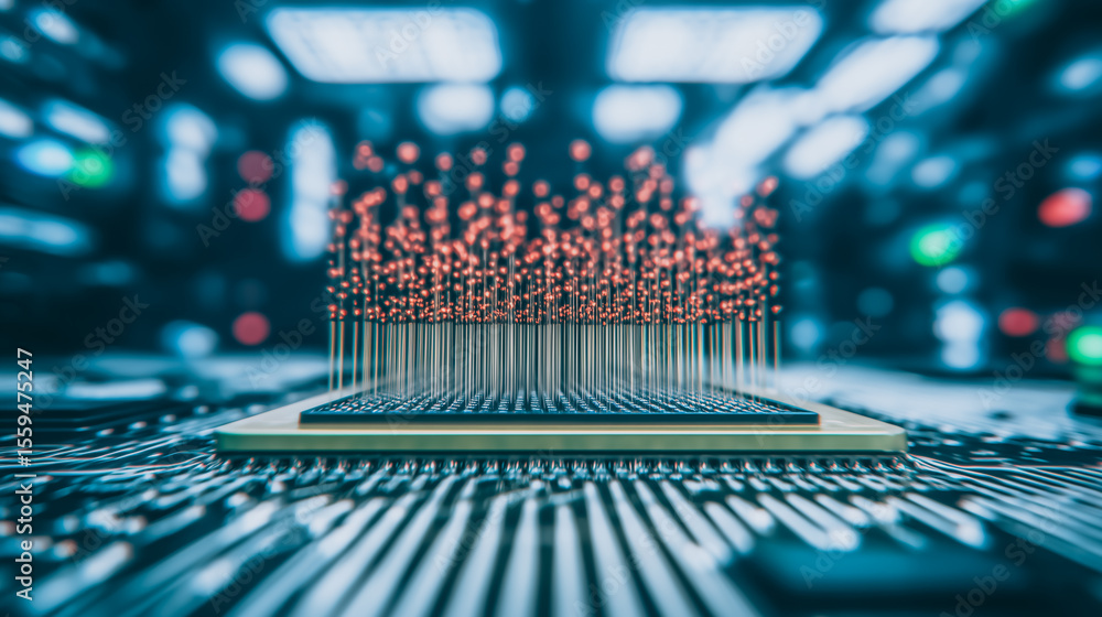 Poster data processing innovation: a captivating illustration showcasing the intricate details of a central