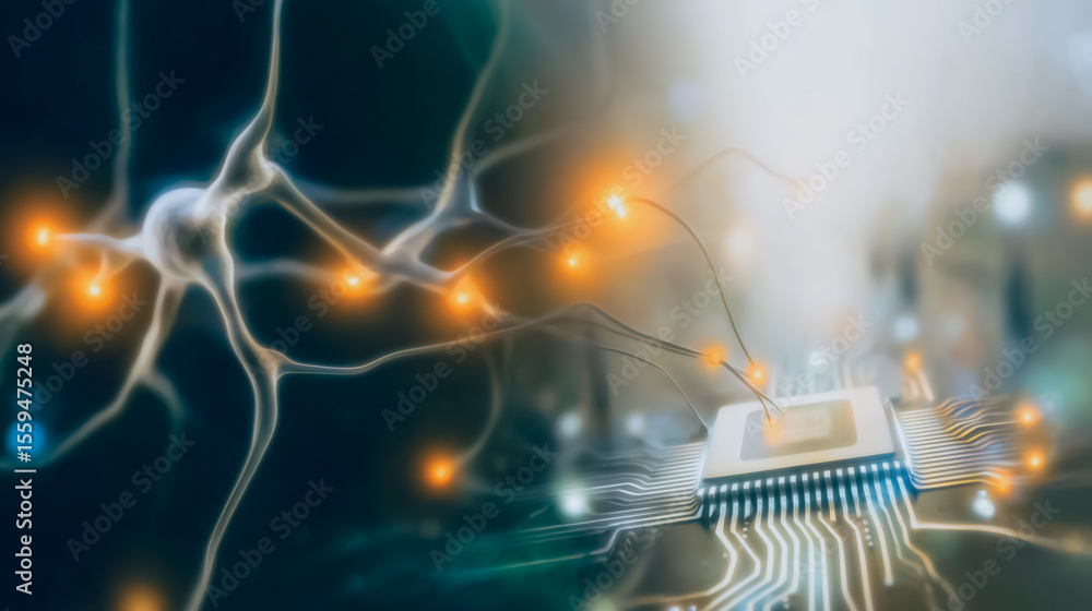 Poster neural network: an abstract representation of a neural network, merging the organic beauty of neural