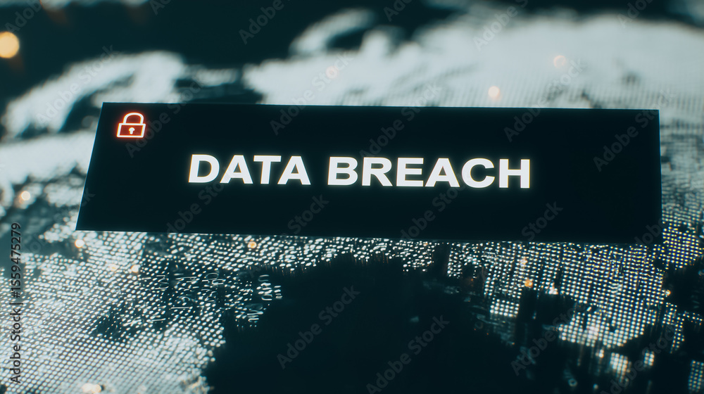 Aufkleber digital fortress under threat: a stark, high-definition capture highlights the critical issue of dat