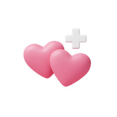 Obraz premium 3D realistic pink hearts with medical cross for health, love, care, or first aid concept isolated on a transparent background, png, cutout