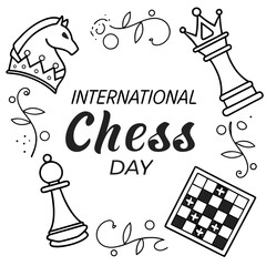 INTERNATIONAL CHESS DAY vector illustration