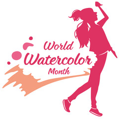 WORLD WATERCOLOR MONTH vector illustration