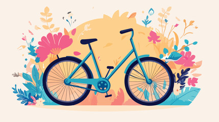 Fototapeta premium Bicycle for World Car Free Day Flat Vector Illustration