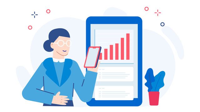 Woman analyzes glowing chart on tablet suitable for financial presentations, business blogs, technology articles, marketing materials, and educational content.