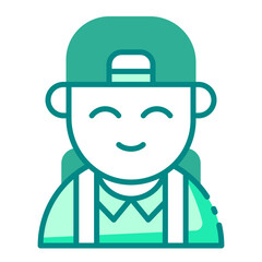 little boy green filled line icon for child figure in early care setting