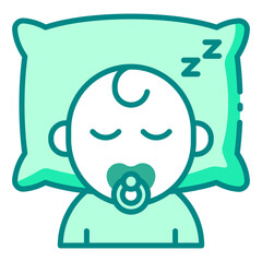 Obraz premium nap time green filled line icon for resting child routine in daycare