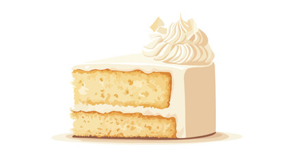 Delicious Birthday Cake with Buttercream Frosting - Flat Vector Illustration