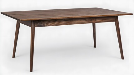 Mid Century Modern Dark Wood Dining Table, Rectangular Design, Simple Style