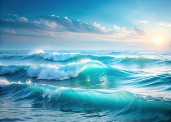 Soothing Soft Blue Oceanic Waves Background with Gentle Ripples and White Foam