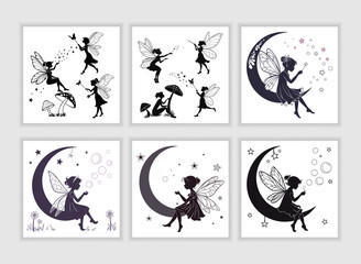 Flat design fairy silhouette illustration