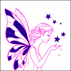 Flat design fairy silhouette illustration