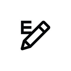 Fototapeta premium Edit Icon Featuring a Pencil and Letter E in Bold Black Outline Style